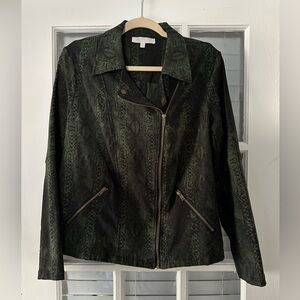 Adyson Parker  Oakmoss Stretch Moto Jacket - SIZE 1X Zippers, Green, Black